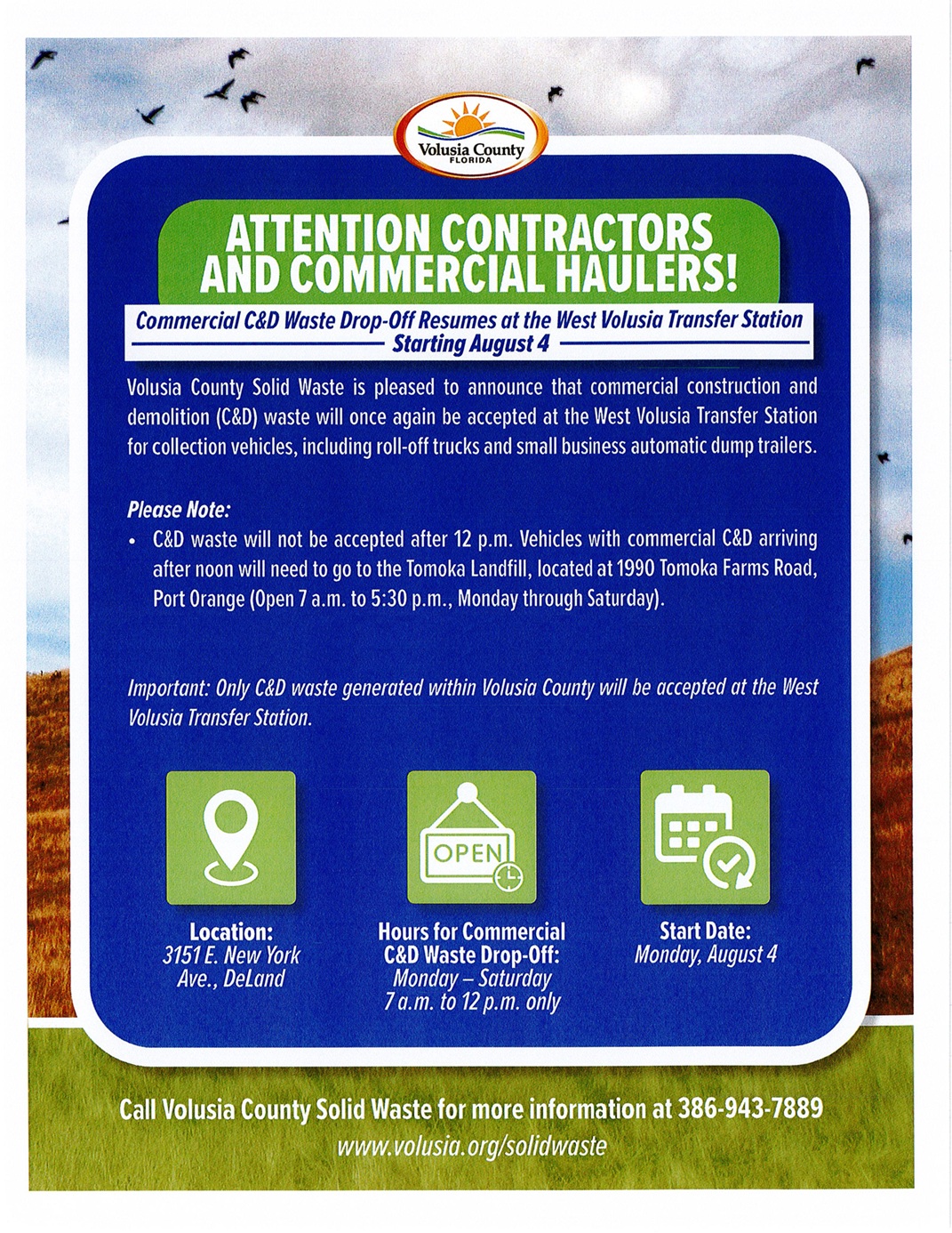 Commercial and Demo Waste info for Transfer Station